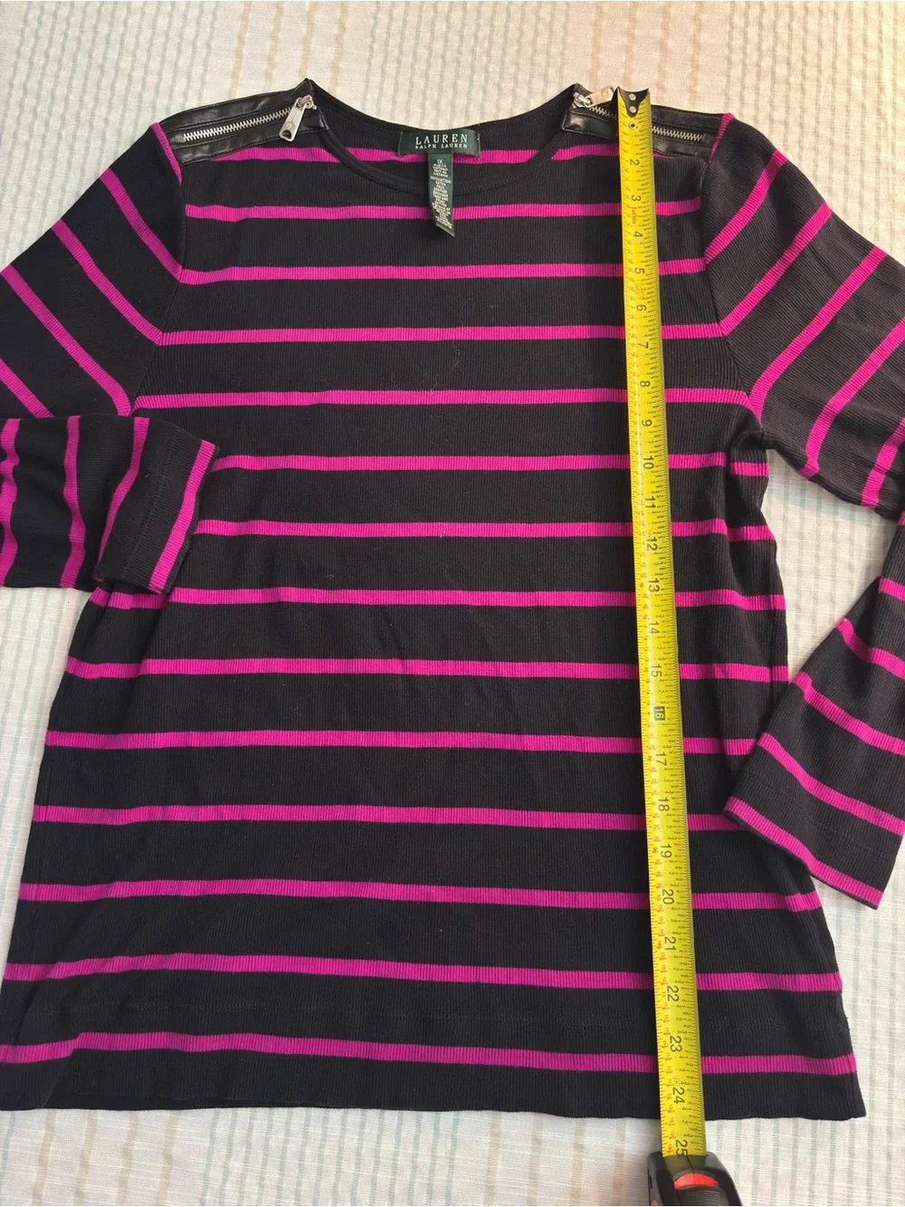 Lauren Ralph Lauren women’s Deep purple & Pink Striped Long-Sleeve Top